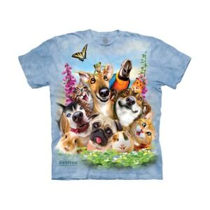 The Mountain Pet Selfie Classic Cotton Blue Tie Dye T-Shirt
